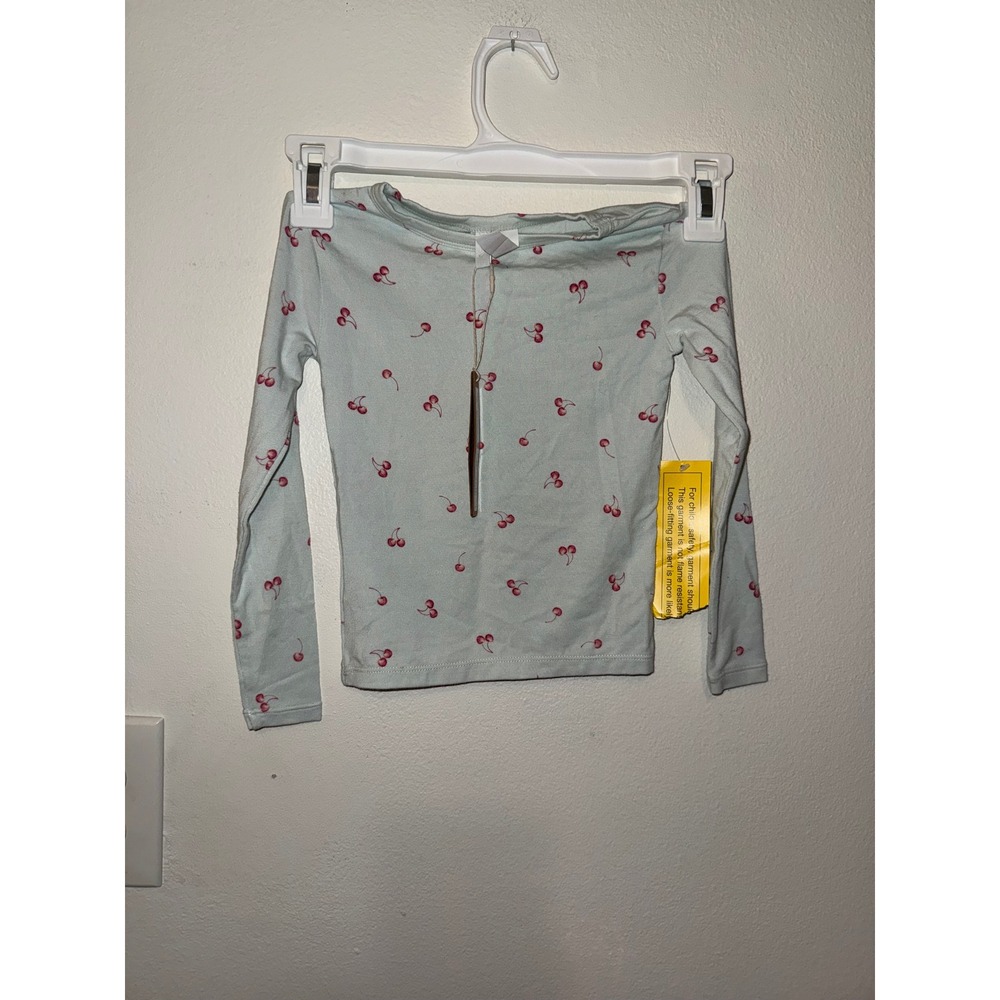 Skims Sleep Kids Pajama Top Cloud Cherry Print Size 4 NWT